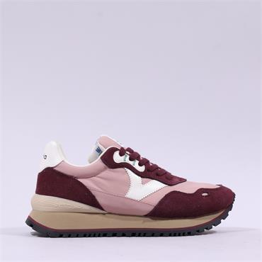 Victoria Viento Waffle Sole Trainer - Burgundy Pink Suede